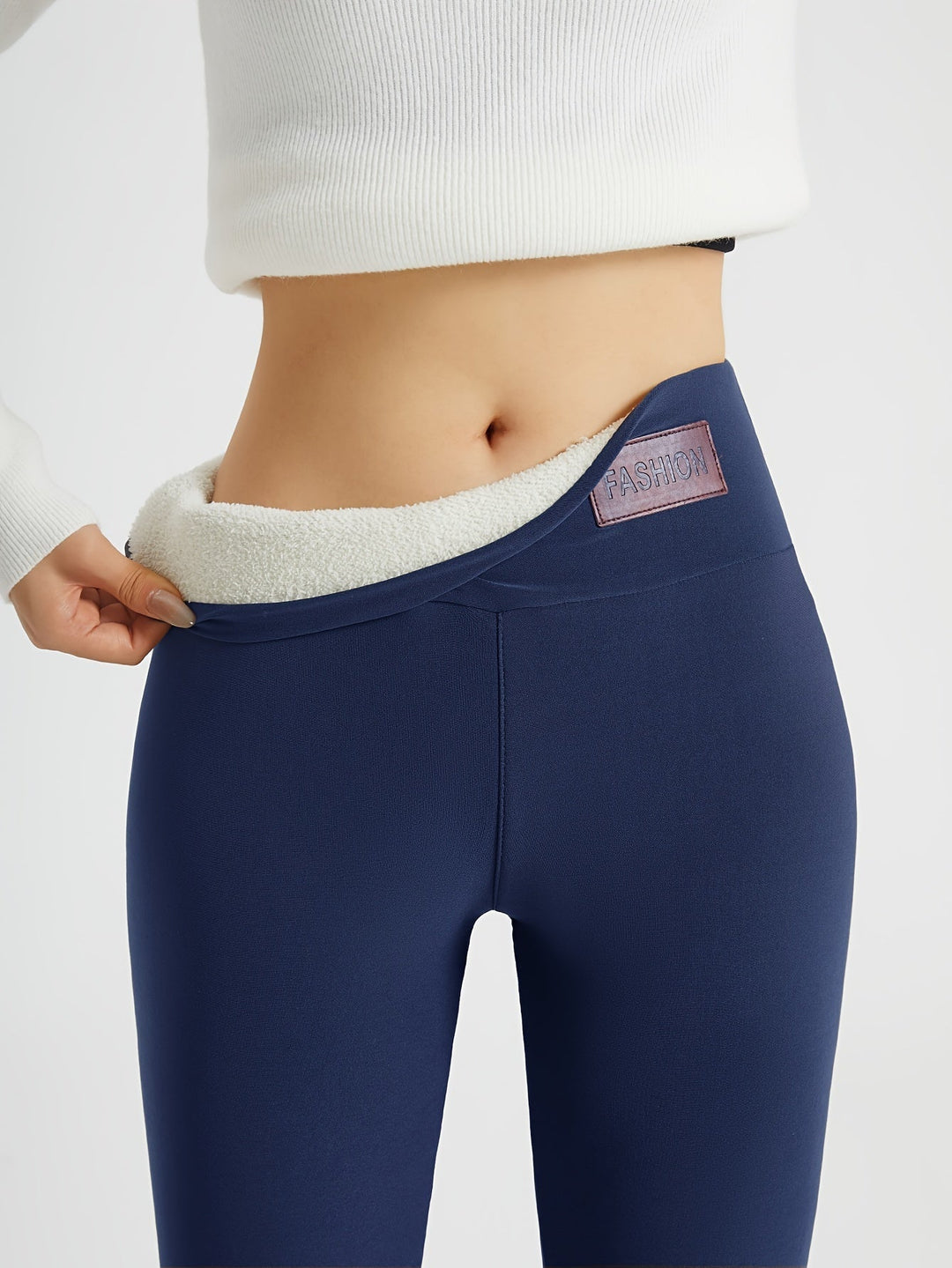 Fleecefodrede leggings med høj talje