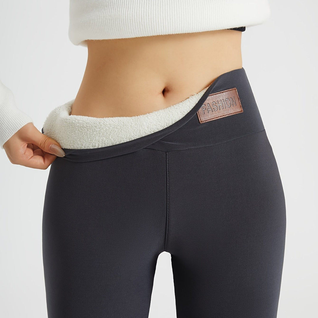 Fleecefodrede leggings med høj talje