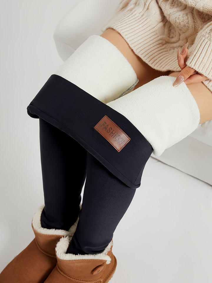Fleecefodrede leggings med høj talje