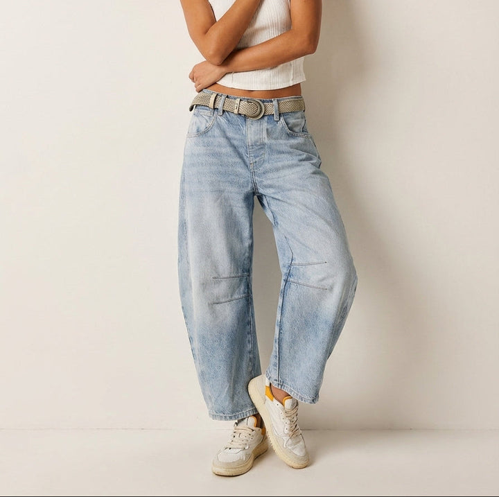 Barrel jeans med høj talje og panelsøm