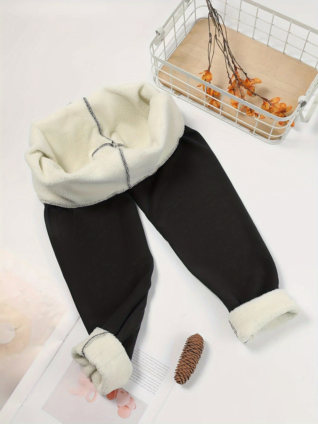 Fleecefodrede leggings med høj talje