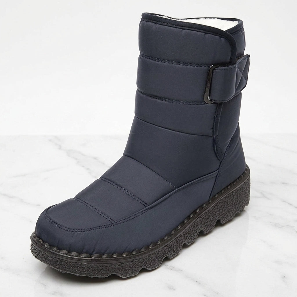 Vandtætte quiltede snowboots - skindfoer – Blå