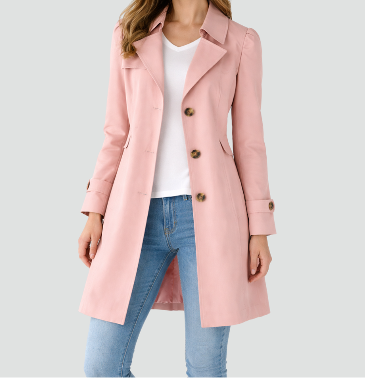 Trenchcoat til kvinder - slim fit med bælte – Lyserød