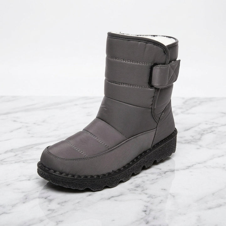 Vandtætte quiltede snowboots - skindfoer – Grå