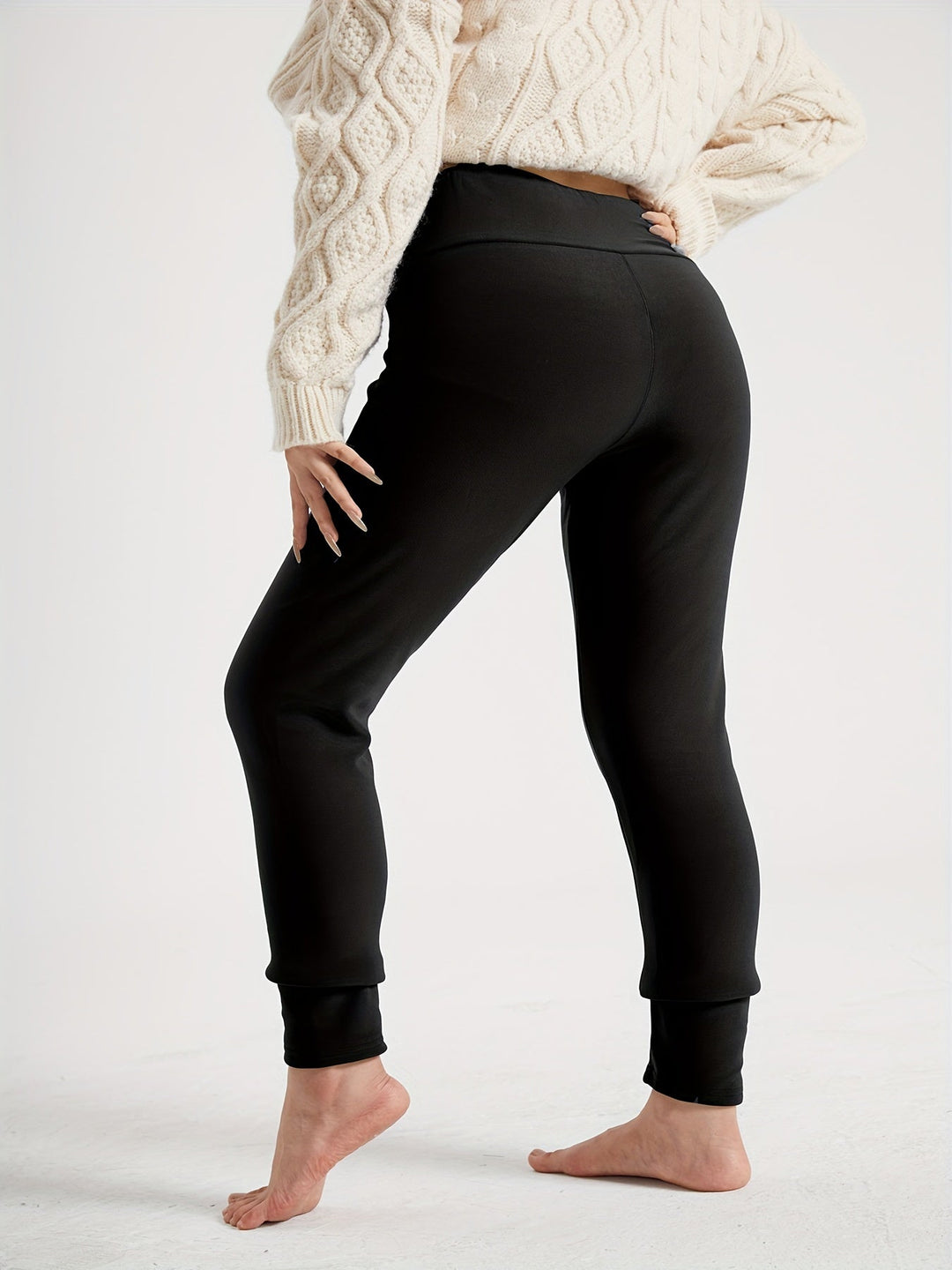 Fleecefodrede leggings med høj talje