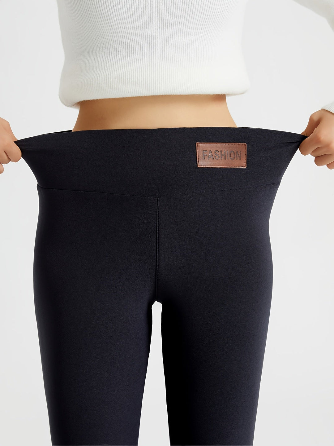Fleecefodrede leggings med høj talje