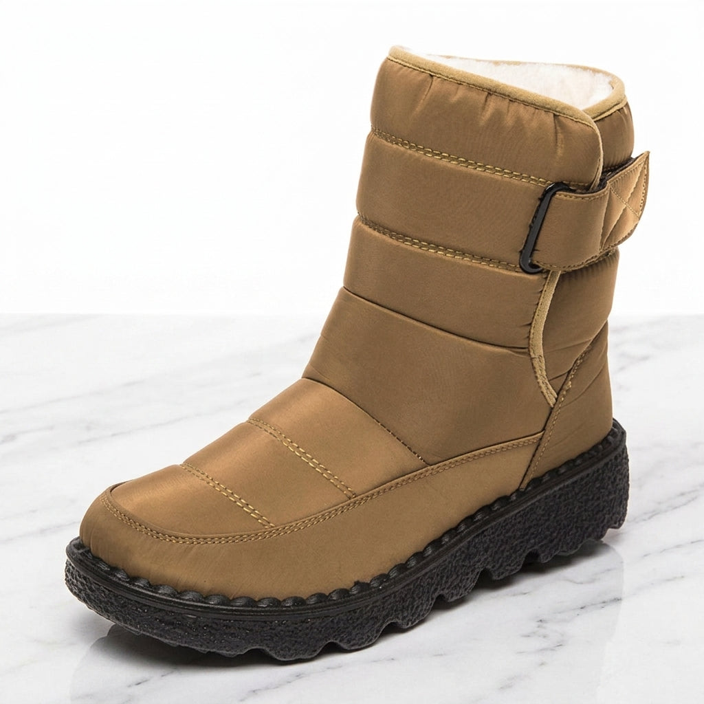 Vandtætte quiltede snowboots - skindfoer – Khaki